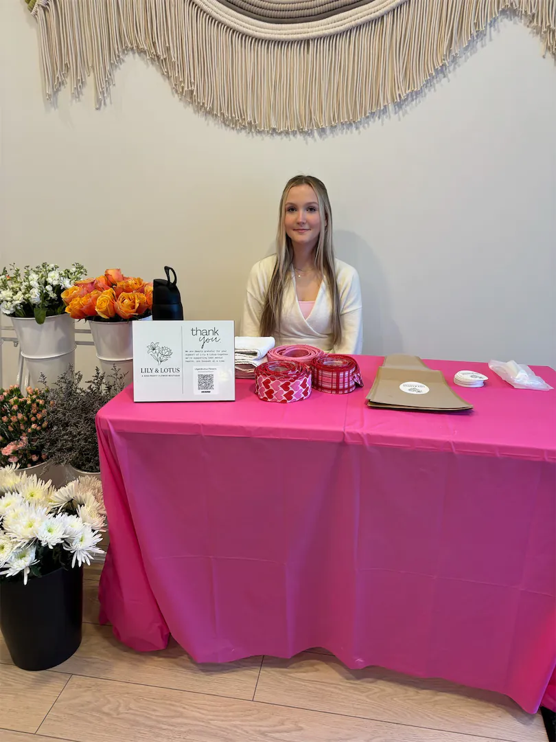 Lily & Lotus Bouquet Bar setup with fresh flowers